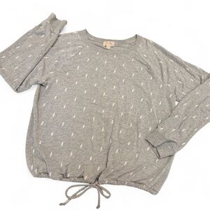 GAP Soft Cozy Gray Lightning Pajama Long Sleeve Top with Drawstring, L